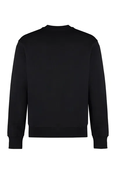 Shop Versace Jeans Couture Cotton Crew-neck Sweatshirt In Black