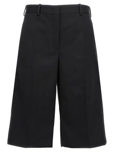 Jil Sander Wide Leg Bermuda Shorts In Black