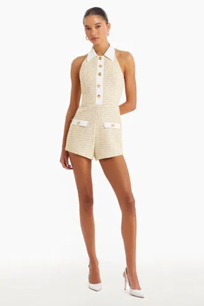 Shop Amanda Uprichard Archer Playsuit In Dreamsicle,ivory