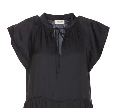 Zadig & Voltaire Rito Satin Shift Dress In Black