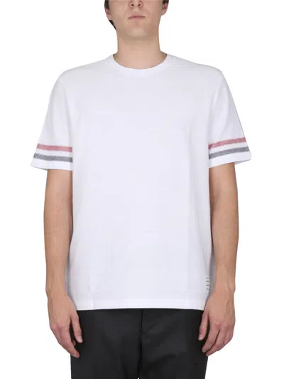 Shop Thom Browne Stripes T-shirt In White