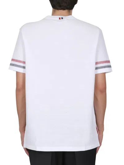 Shop Thom Browne Stripes T-shirt In White