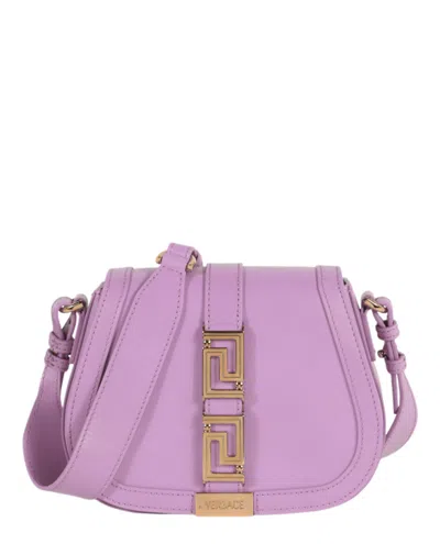 Shop Versace Greca Goddess Bag In Purple