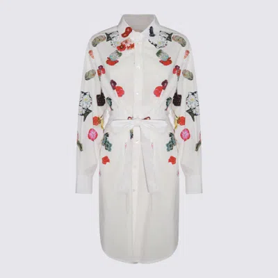 Shop Marni White Cotton Midi Dress In Lily White