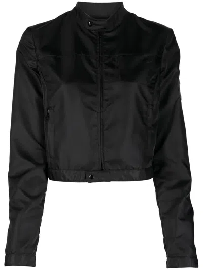 Shop Mm6 Maison Margiela Logo-patch Cropped Jacket In Black