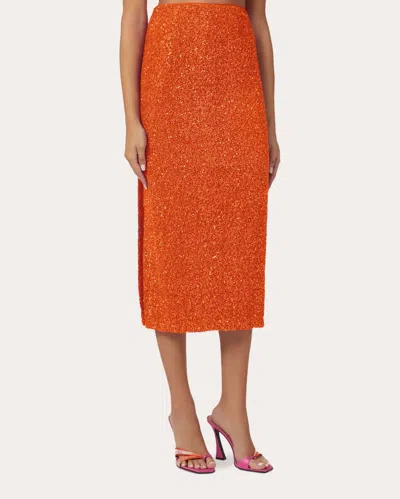 Shop No Pise La Grama Women's Luciernaga Sequin Skirt In Orange