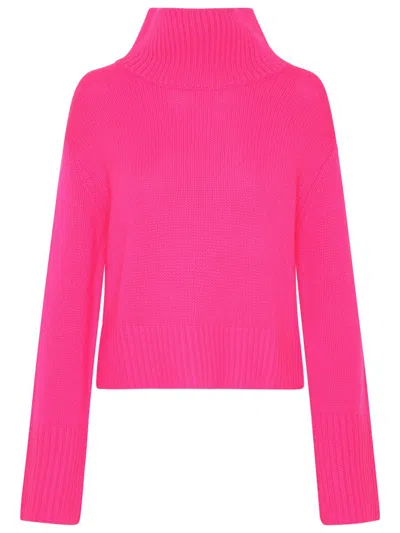 Shop Lisa Yang Fuchsia Cashmere Fleur Turtleneck Sweater