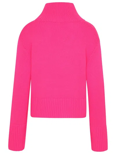 Shop Lisa Yang Fuchsia Cashmere Fleur Turtleneck Sweater