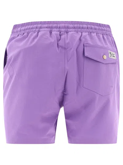 Shop Polo Ralph Lauren "pony" Swim Trunks In Purple