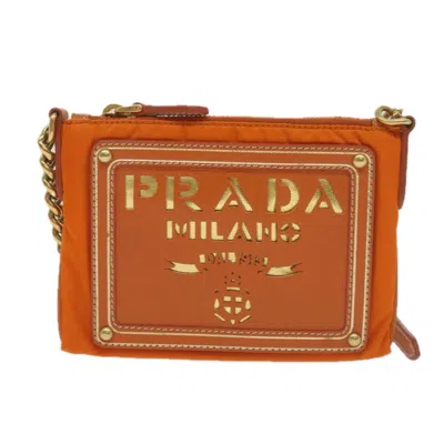 Shop Prada Tessuto Synthetic Shoulder Bag () In Orange