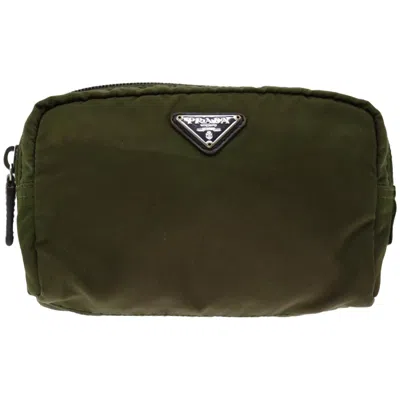 Shop Prada Saffiano Synthetic Clutch Bag () In Green