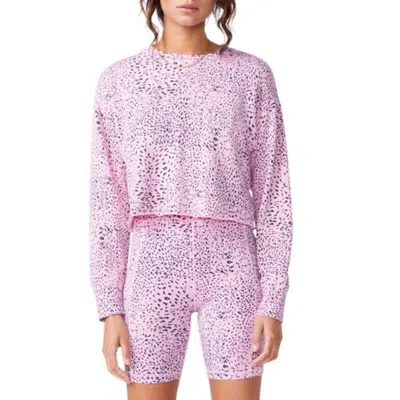 Shop Monrow Mini Cheetah Sweatshirt In Hot Pink