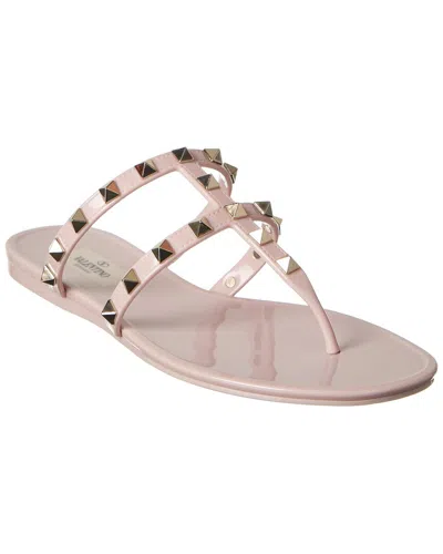 Shop Valentino Rockstud Caged Rubber Sandal In Pink