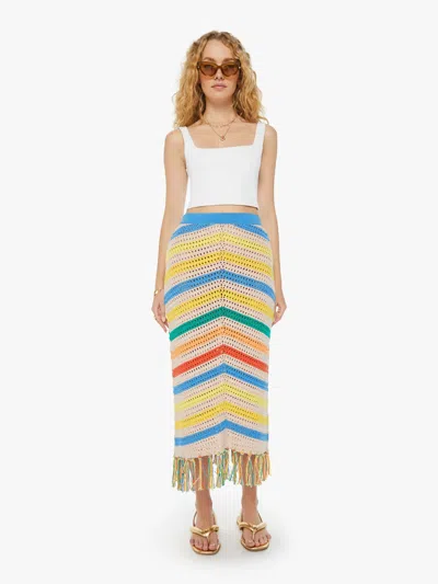 Shop Mother The Fringe Midi Skirt Candy Stripe In Multi - Size X-large