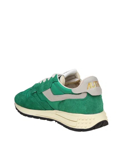 Shop Autry Reelwind Running Sneakers In Suede And Nylon In Green