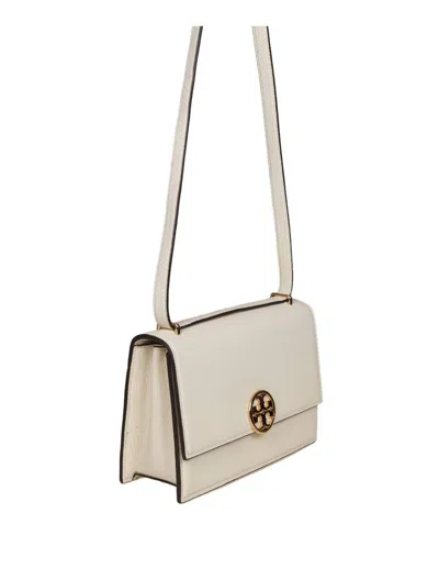Shop Tory Burch Shoulder Bag In Hammered Leather In Cream