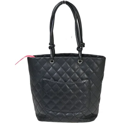 Pre-owned Chanel Cambon Black Leather Tote Bag ()