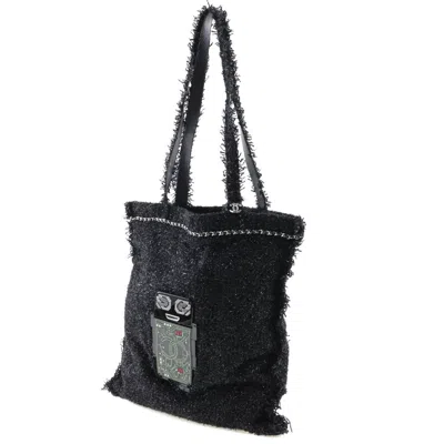 Pre-owned Chanel Coco Mark Black Tweed Tote Bag ()