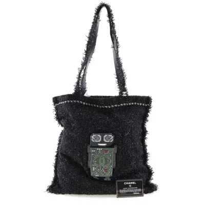 Pre-owned Chanel Coco Mark Black Tweed Tote Bag ()