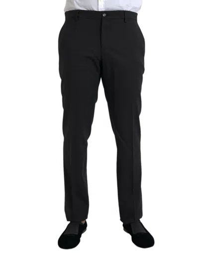 Shop Dolce & Gabbana Black Wool Men Skinny Dress Men's Pants