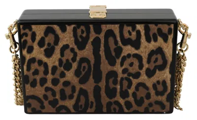 Shop Dolce & Gabbana Elegant Leopard Box Shoulder Women's Bag In Brown