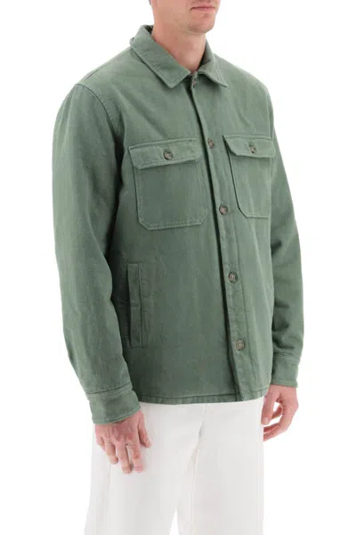 Shop Apc Alessio Padded Overshirt In Verde