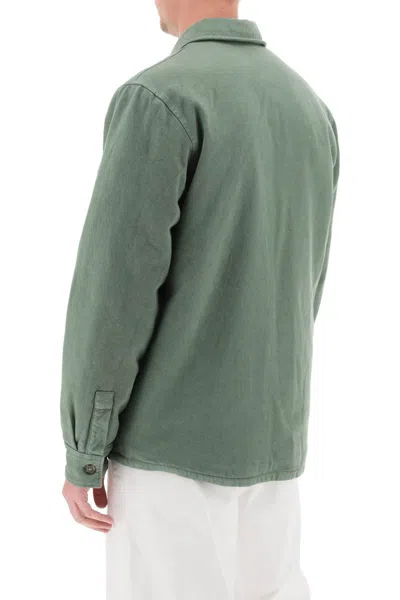 Shop Apc Alessio Padded Overshirt In Verde