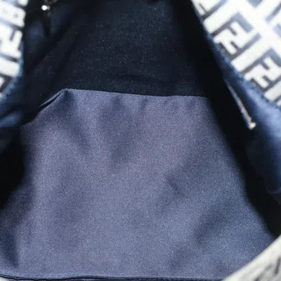 Shop Fendi Zucchino Brown Canvas Shoulder Bag () In Navy