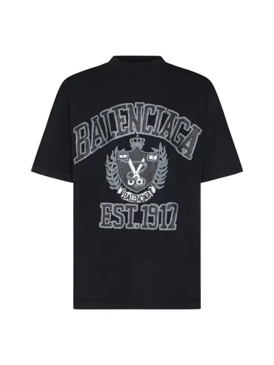 Shop Balenciaga T-shirts And Polos In Washed Black/black