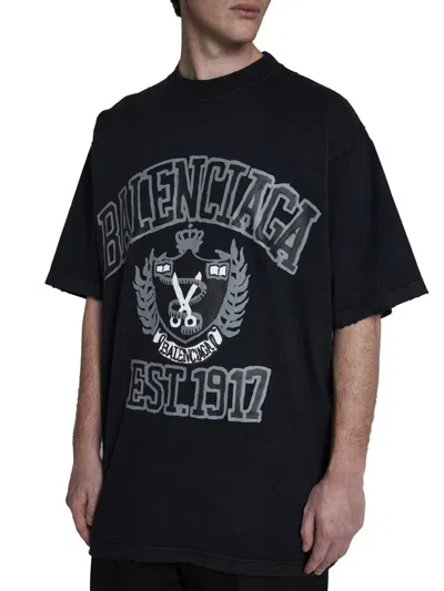 Shop Balenciaga T-shirts And Polos In Washed Black/black