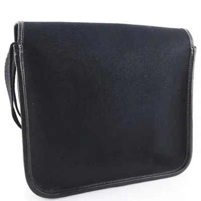 Shop Hermes Hermès Buenaventura Black Canvas Shoulder Bag ()