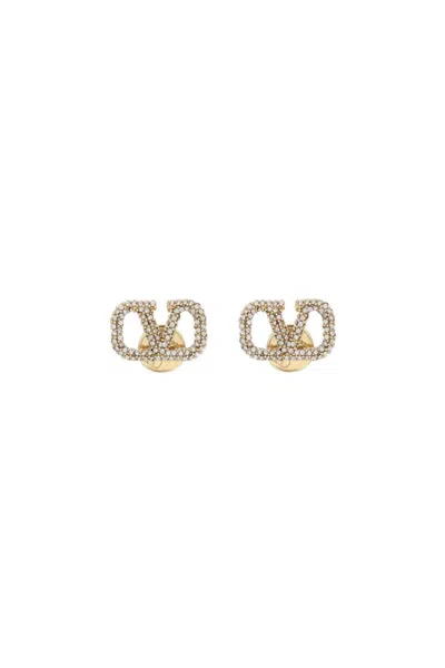 Shop Valentino Vlogo Signature Earrings With Swarovski® Crystals In Oro