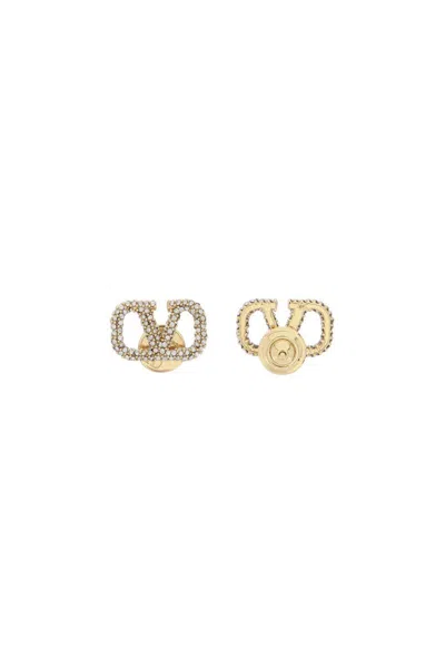 Shop Valentino Vlogo Signature Earrings With Swarovski® Crystals In Oro