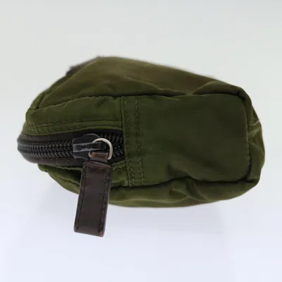 Shop Prada Saffiano Khaki Synthetic Clutch Bag ()