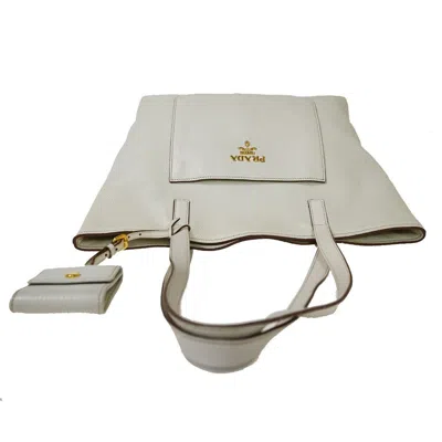 Shop Prada Vitello White Leather Shoulder Bag ()