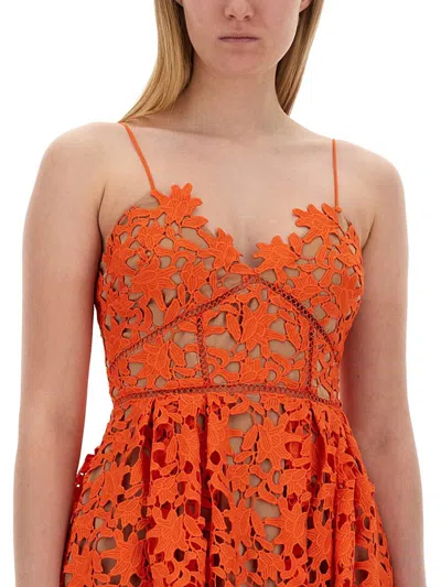 Shop Self-portrait Midi Dress In Orange