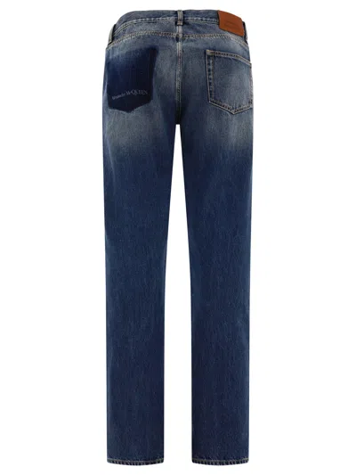 Alexander Mcqueen Straight Leg Jeans With Faux Pocket On The Back. In Blue