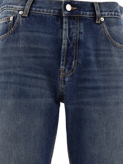 Alexander Mcqueen Straight Leg Jeans With Faux Pocket On The Back. In Blue