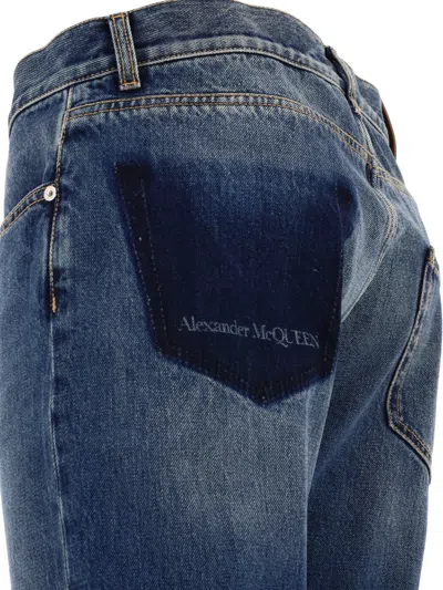 Alexander Mcqueen Straight Leg Jeans With Faux Pocket On The Back. In Blue