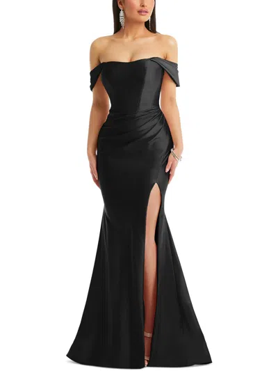 Shop Cynthia & Sahar Womens Satin Corset Evening Dress In Black