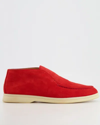 Shop Loro Piana Suede Open Walk Ankle Boots In Red