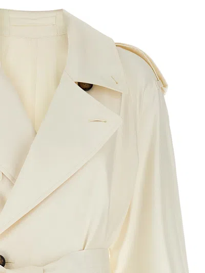 Shop Burberry Long Silk Trench Coat Coats, Trench Coats White