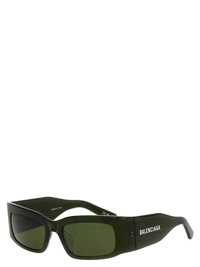 Shop Balenciaga Paper Rectangle Sunglasses Green