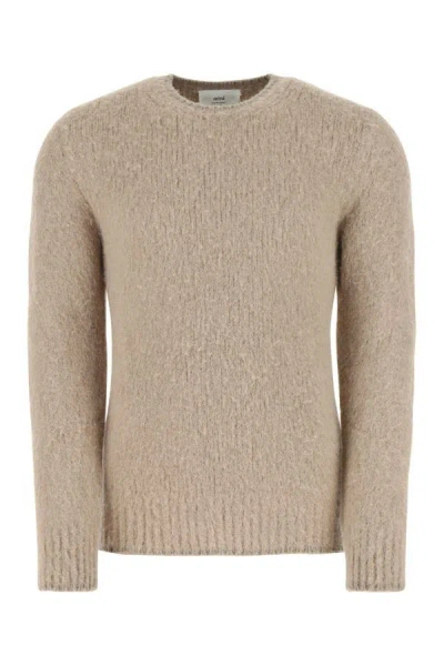 Shop Ami Alexandre Mattiussi Ami Man Dove Grey Stretch Alpaca Blend Sweater In Gray