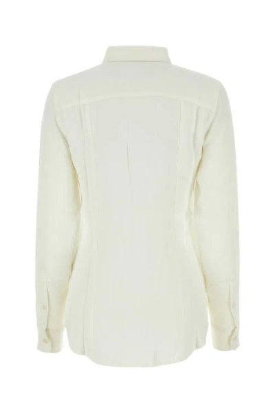 Shop Ami Alexandre Mattiussi Ami Woman Ivory Viscose Blend Shirt In White
