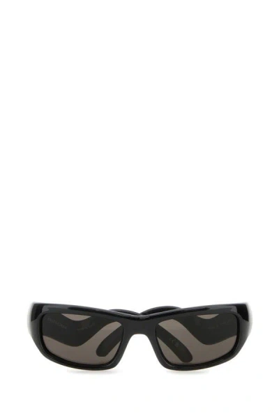Shop Balenciaga Unisex Black Acetate Hamptons Rectangle Sunglasses