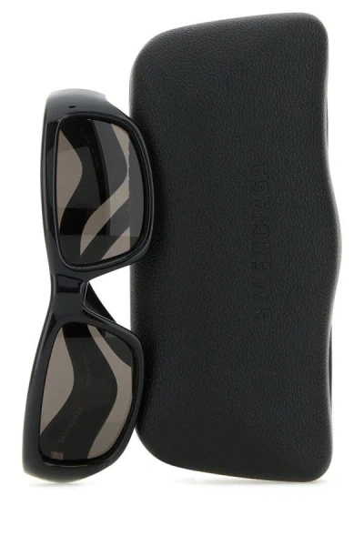 Shop Balenciaga Unisex Black Acetate Hamptons Rectangle Sunglasses