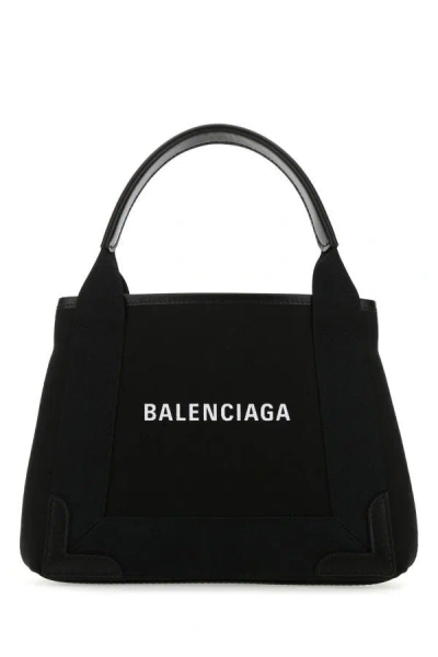 Balenciaga Women's Fabric Navy Cabas Xs Handbag In Black