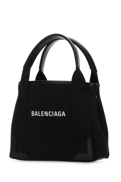 Balenciaga Women's Fabric Navy Cabas Xs Handbag In Black