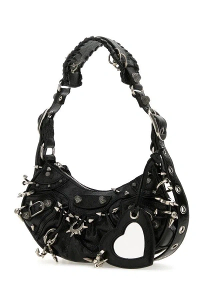 Shop Balenciaga Woman Black Leather Le Cagole Xs Shoulder Bag